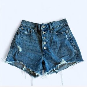 High rise cheeky denim shorts